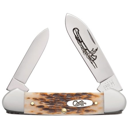 CASE CUTLERY Knife, Amber Bone Cv Canoe 00263